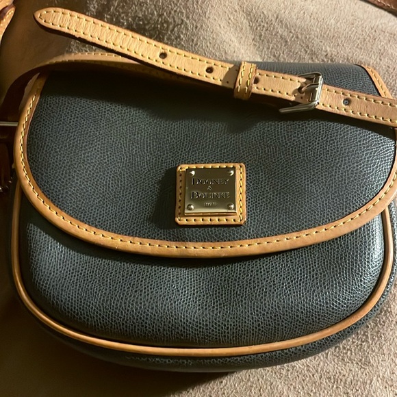 Dooney and Bourke Handbags - Dooney and Bourke Black Pebbled Grain Leather Saddle Bag